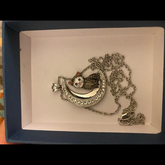 Bradford Exchange Cat and Crystal Moon Pendant and Wallet - Picture 1 of 9